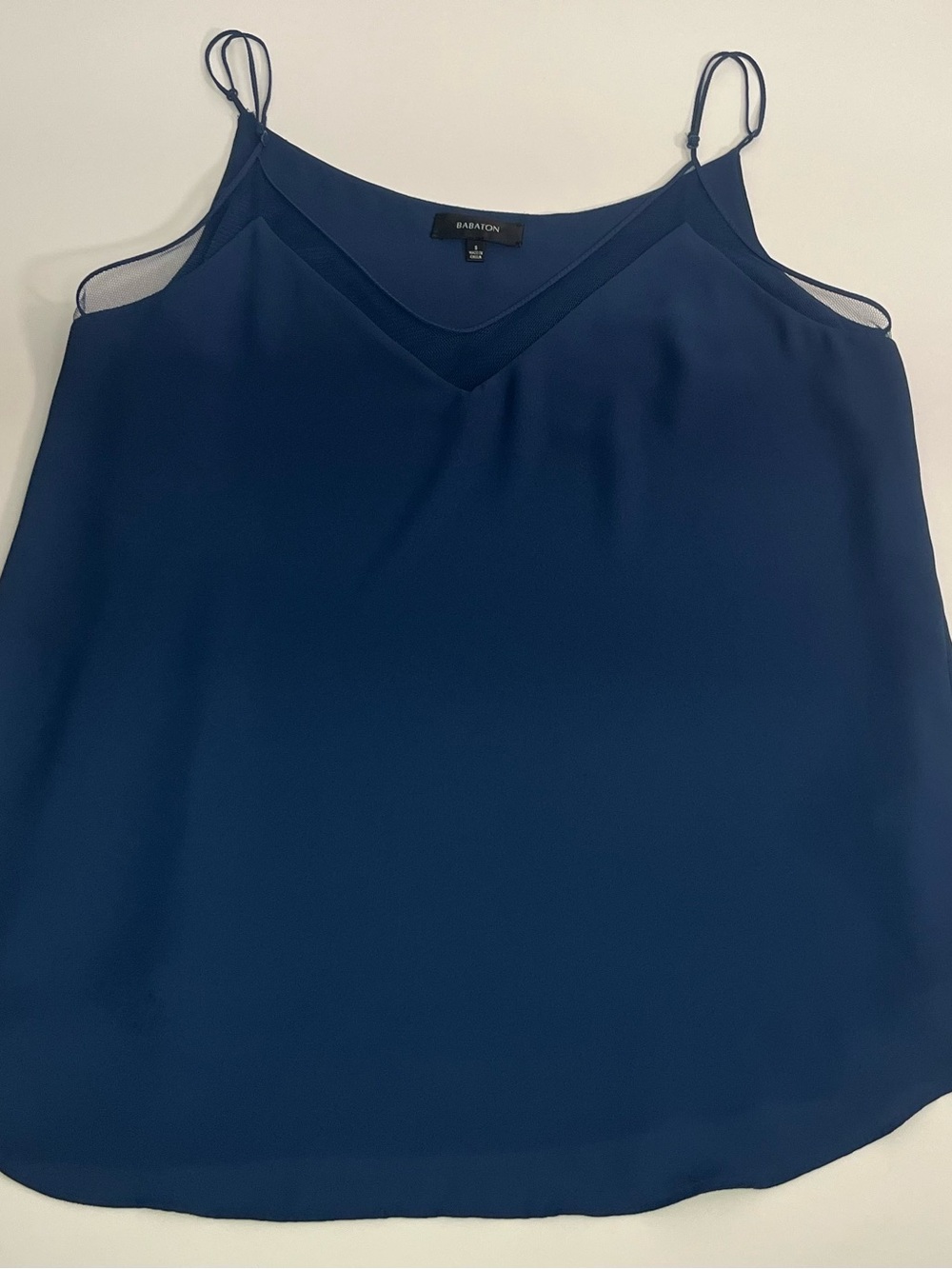Babaton Navy Silk-Blend Spaghetti Strap Tank